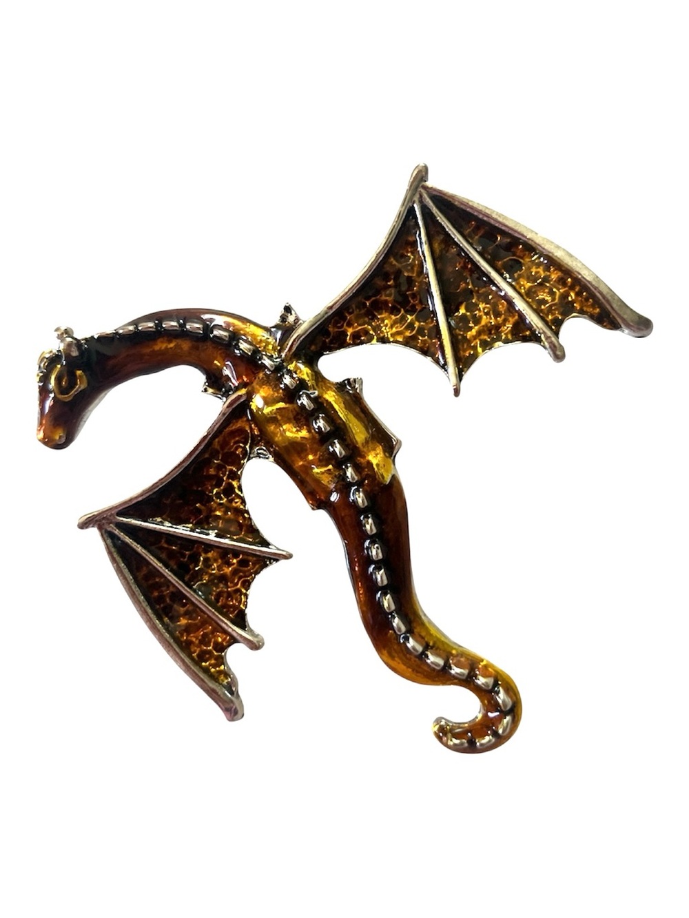 NWT 2.5” Amber Brown Dragon Brooch Pin - Fashion Jewelry